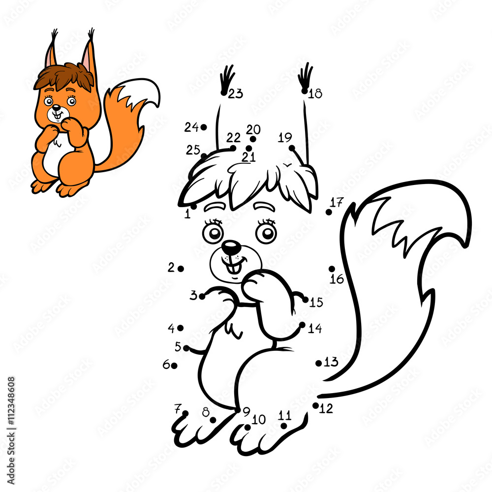 Numbers Game For Children. Little Squirrel Vector De Stock | Adobe Stock