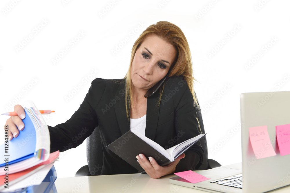worried busy attractive businesswoman in stress working with lap worried busy attractive businesswoman in stress working with lap
