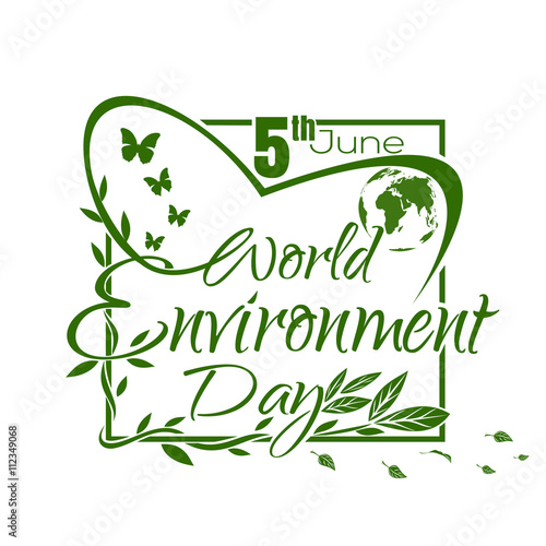 World Environment Day. Green lettering design isolated on white background. Poster, cover, card, print design Environment Day. Vector illustration