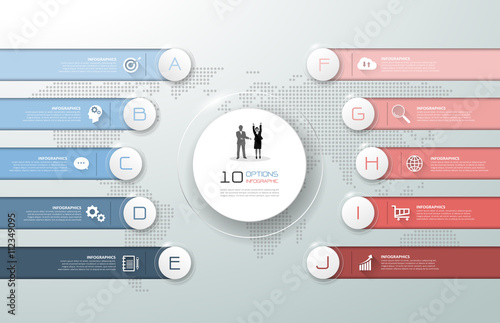 Design infographic template 10 options, can be used for workflow layout, diagram, number option