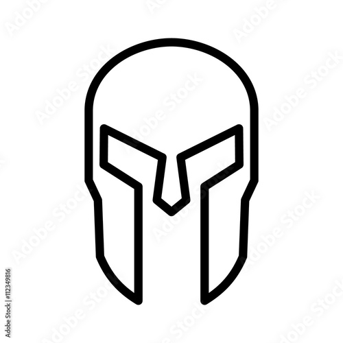 Spartan Greek helmet armor line art icon for apps and websites