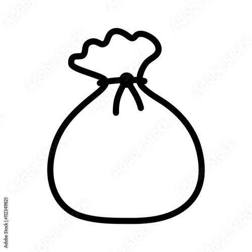 Tied pouch bag or sack line art icon for apps and websites 