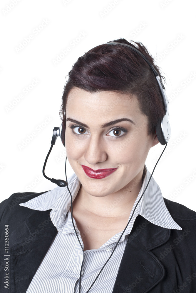 young call center agent smiling