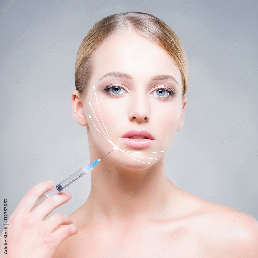 Portrait of healthy, young and beautiful girl ready for injectio Portrait of healthy, young and beautiful girl ready for injectio