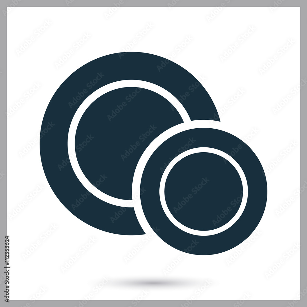 Two plates icon on the background Two plates icon on the background