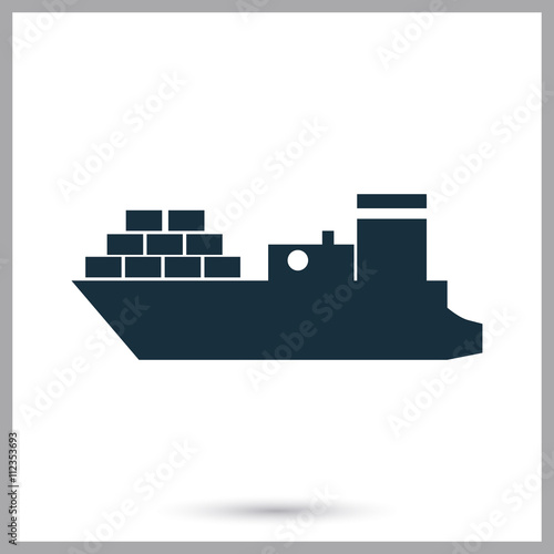 Cargo ship icon on the background