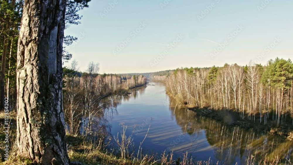 Panaramic veiw of mountain river landscape of Chusovaya river in siberia, Ural, Russia Panaramic veiw of mountain river landscape of Chusovaya river in siberia, Ural, Russia