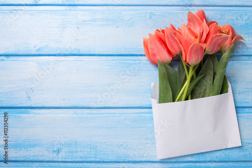 Fototapeta Naklejka Na Ścianę i Meble -  Flat lay floral still life photo.