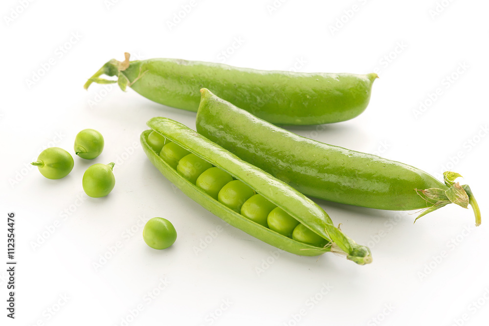 Fresh green pea pods and peas Fresh green pea pods and peas