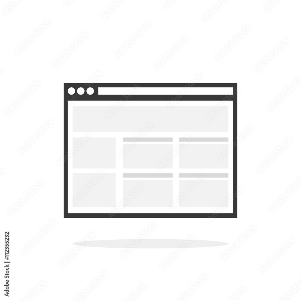 Web browser window vector icon isolated on white, internet browsr flat icon, black and white pictogram Web browser window vector icon isolated on white, internet browsr flat icon, black and white pictogram