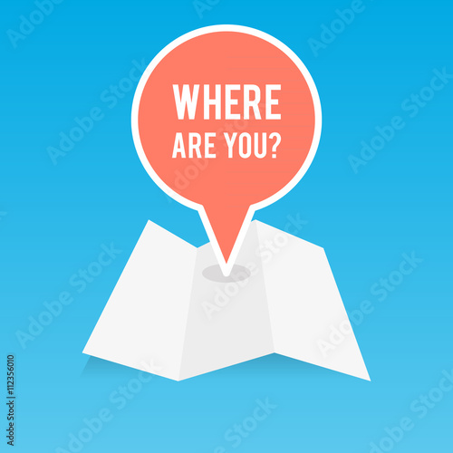 Folded map with a location pin