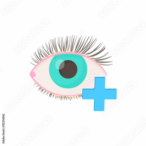 Hyperopia eyesight disorder icon, cartoon style