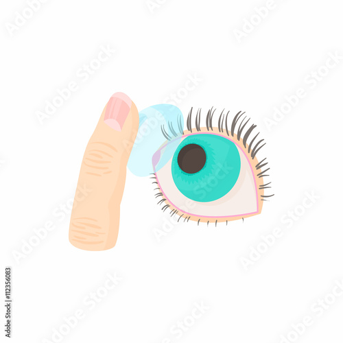 Inserting a contact lens in the eye icon