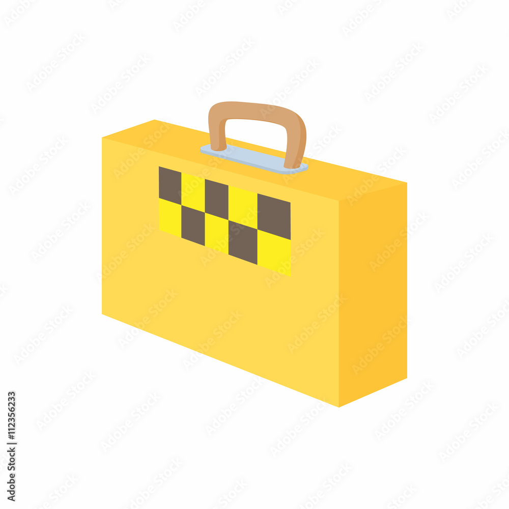 Yellow suitcase with a taxi sign icon Yellow suitcase with a taxi sign icon