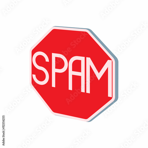 Stop spam sign icon, cartoon style