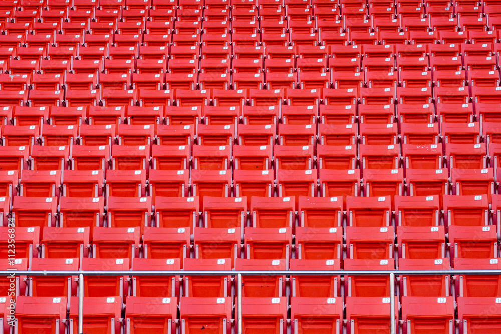 Fototapeta premium chair StadiumBright red stadium seats