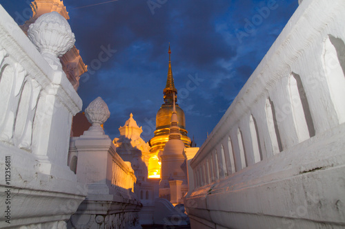 golden pagoda in wat suan dok temple, chiang mai, thailand photo