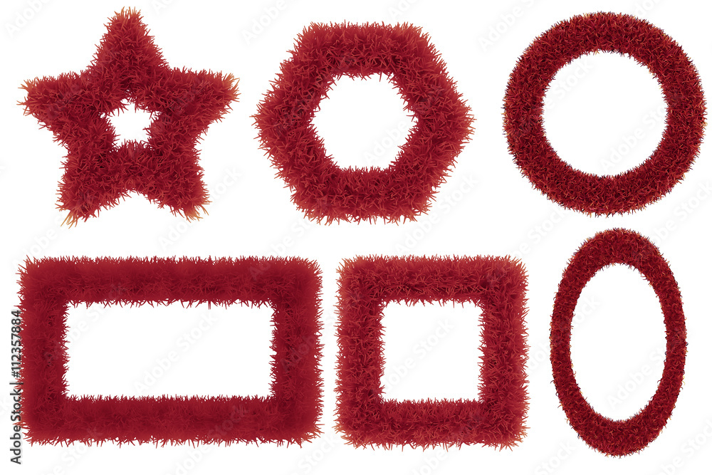 red grass frame on white background, 3d rendering red grass frame on white background, 3d rendering