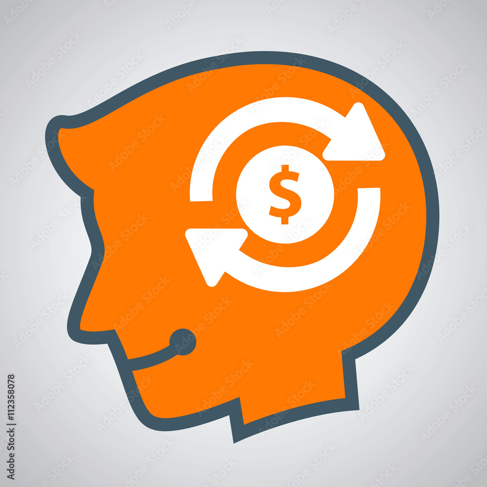 Silhouette of Human Head Thinking About Money And Profit Silhouette of Human Head Thinking About Money And Profit