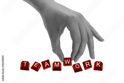 keys spelling the word teamwork photo