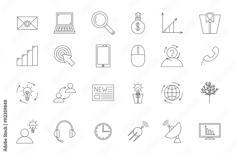 Business&communication black icons set