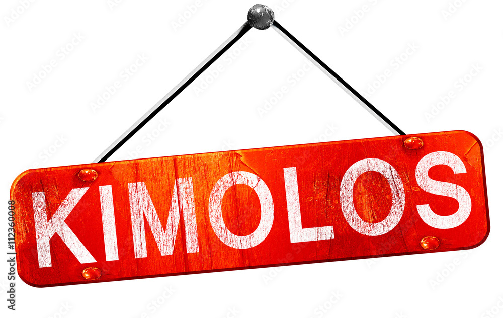 Kimolos, 3D rendering, a red hanging sign Kimolos, 3D rendering, a red hanging sign
