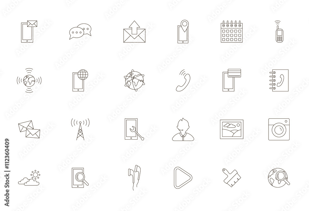 Mobile services black icons set Mobile services black icons set