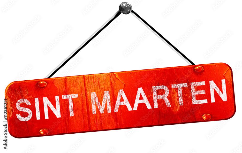 Fotografie Sint maarten, 3D rendering, a red hanging sign