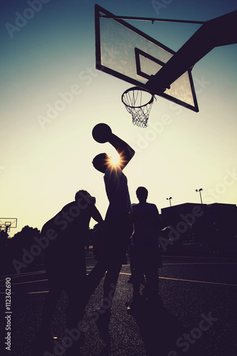 Fényképezés Basketball players silhouettes