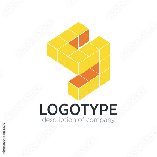 Letter S cube figure logo icon design template elements
