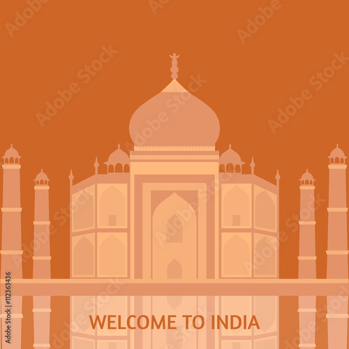 Taj Mahal Temple Landmark in Agra, India. Indian white marble mausoleum, indian architecture