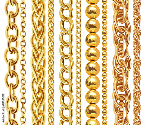 Set of realistic vector golden chains