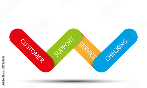 Customer, Support, Service, Checking, Color Infographic with shadow on white backgrund