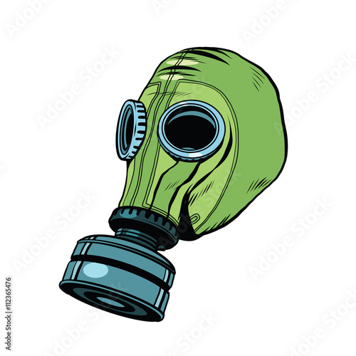 Gas mask, vintage rubber green, White background