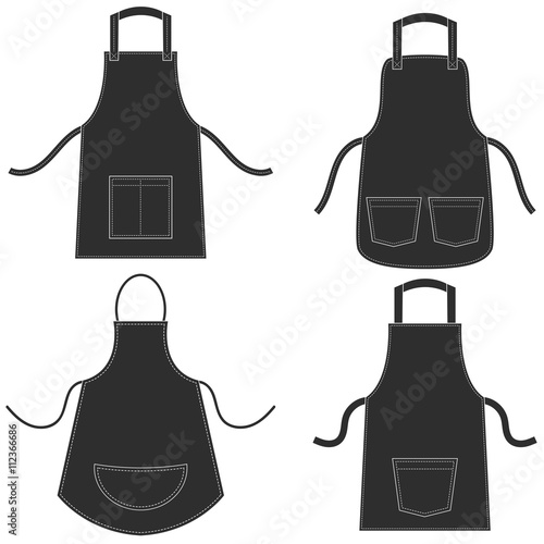 Black apron set isolated on white