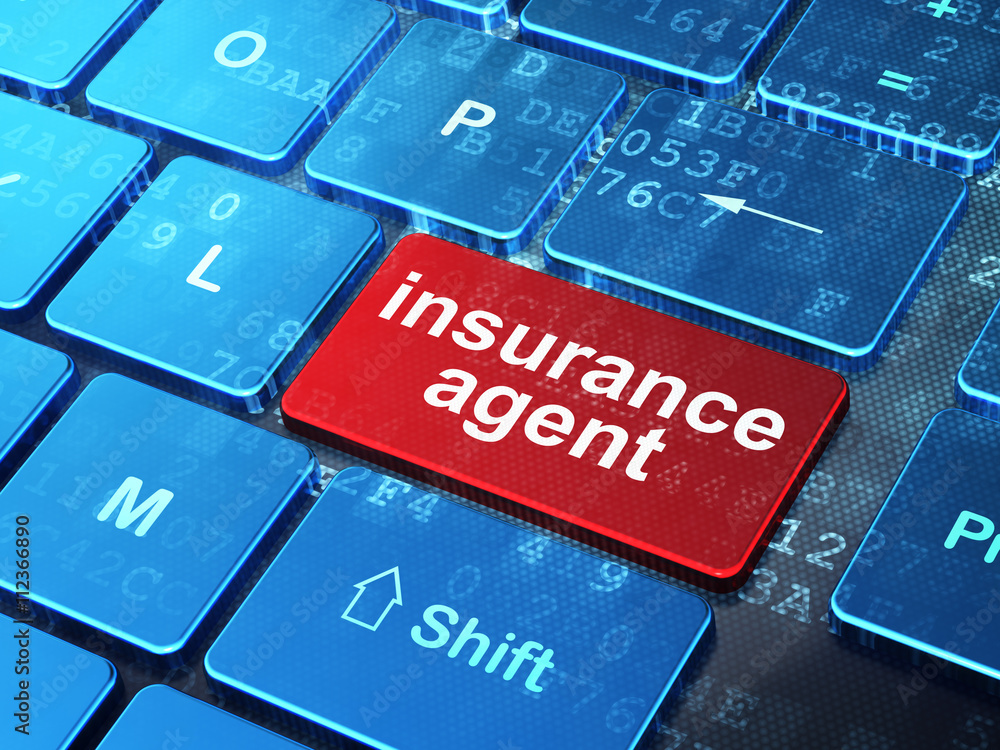 Fototapeta premium Insurance concept: Insurance Agent on computer keyboard background