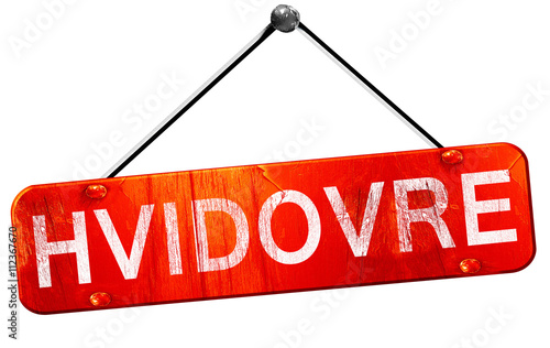 Hvidovre, 3D rendering, a red hanging sign photo