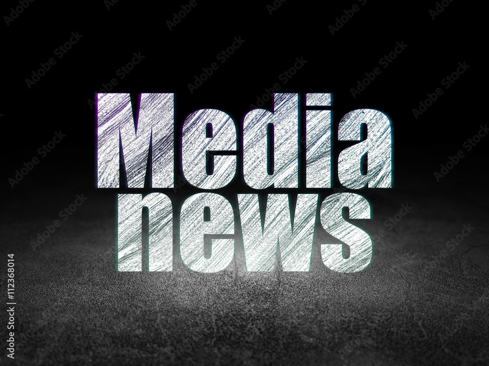 Naklejka premium News concept: Media News in grunge dark room