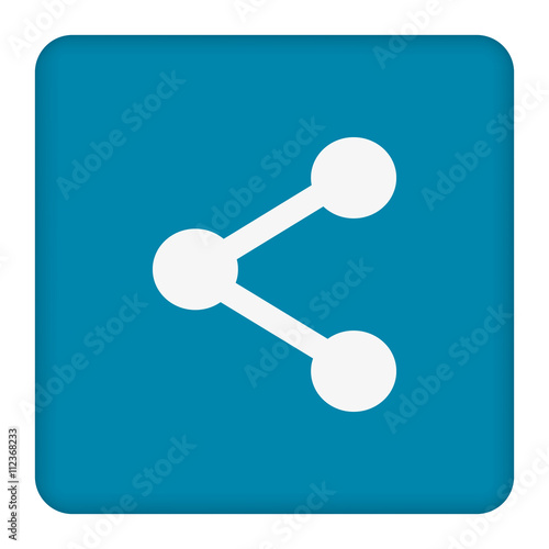 Blue button with white share sign. Rounded square shape icon . Vector illustration