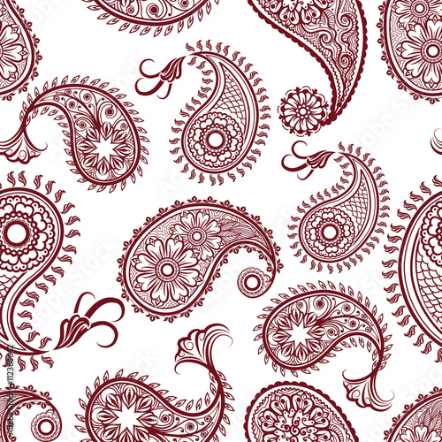 Ornamental seamless pattern with ethnic mehndi zentangle elements. Vector illustration