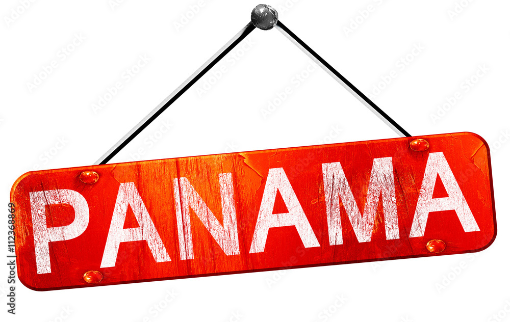 Panama, 3D rendering, a red hanging sign