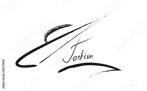 Young stylish girl in hat. Fashion style logo