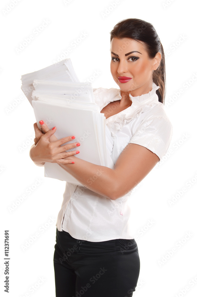 Portrait of a confident young woman standing with documents Portrait of a confident young woman standing with documents
