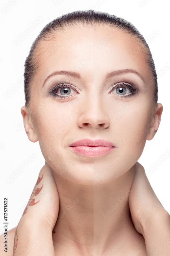 woman, before and after retouch woman, before and after retouch