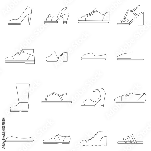 Shoes icons set, thin line style photo