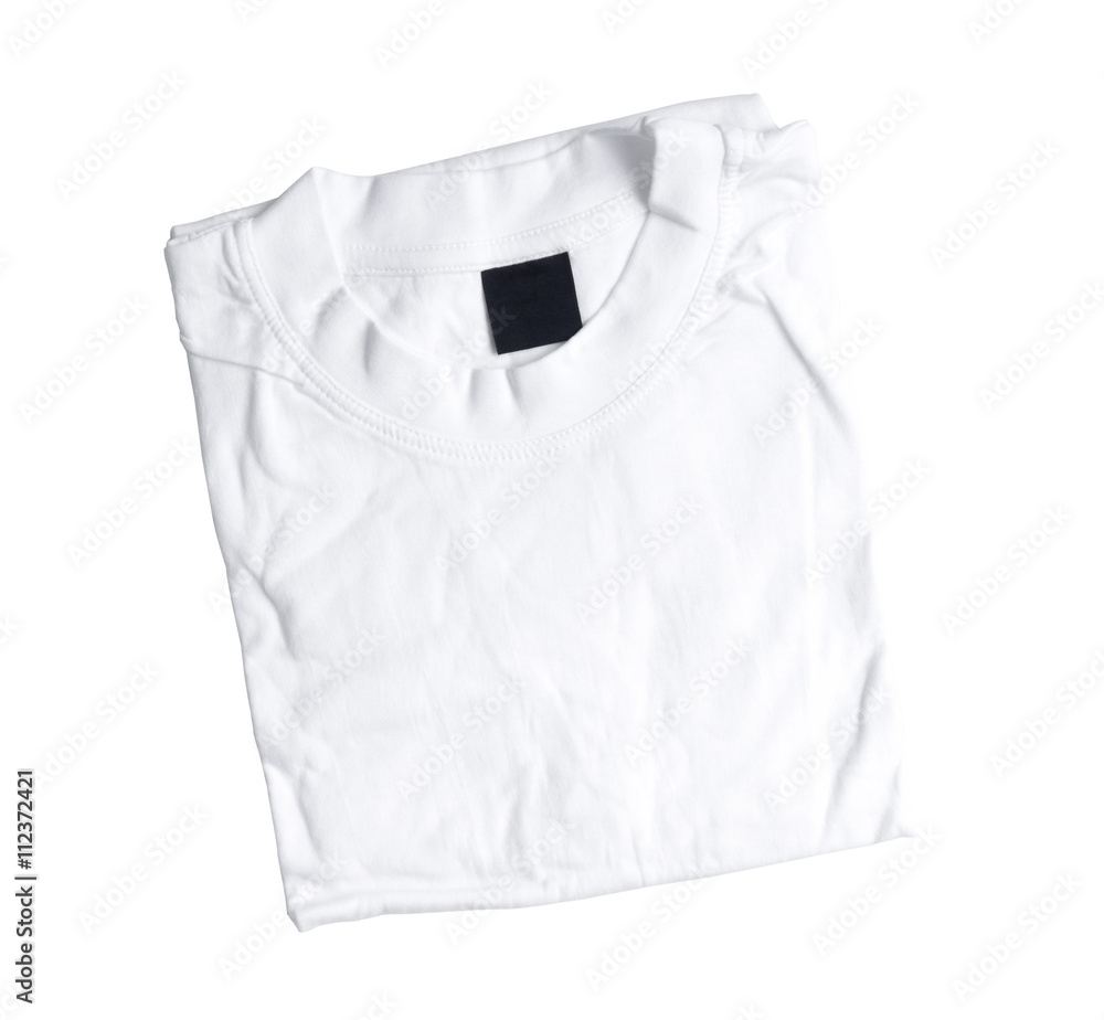 folded white t-shirt isolated on a white background folded white t-shirt isolated on a white background