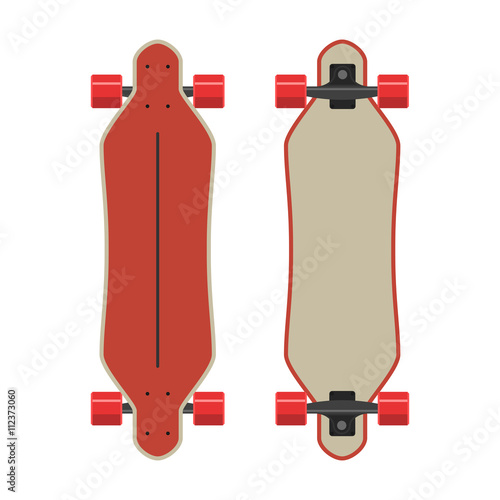 Red longboard two sides