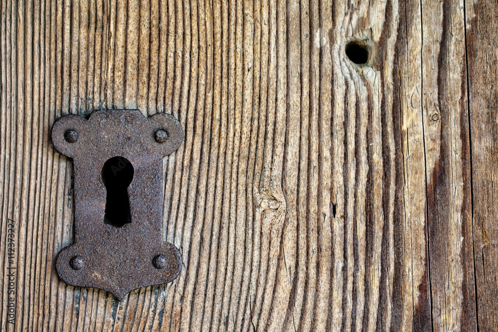 Background from old boards with keyhole