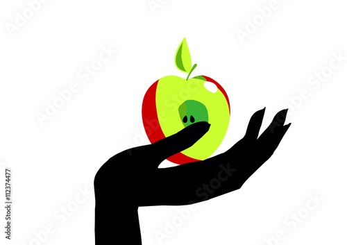 The hand with the Apple.
