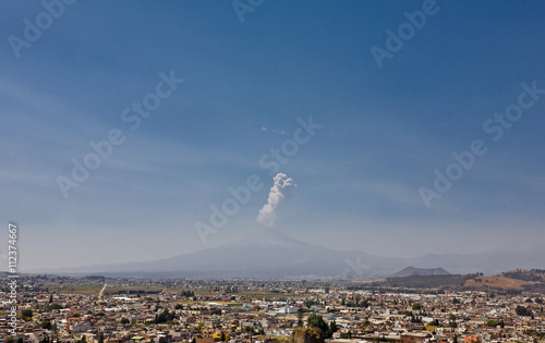 Popocatepetl volcano seen from Cholula (Mexico)